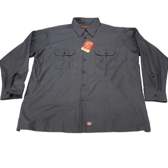 Red Kap Rip Stop Work Shirt Men's 2XL Gray Chest Pocket Durable Button Down - Picture 14 of 15